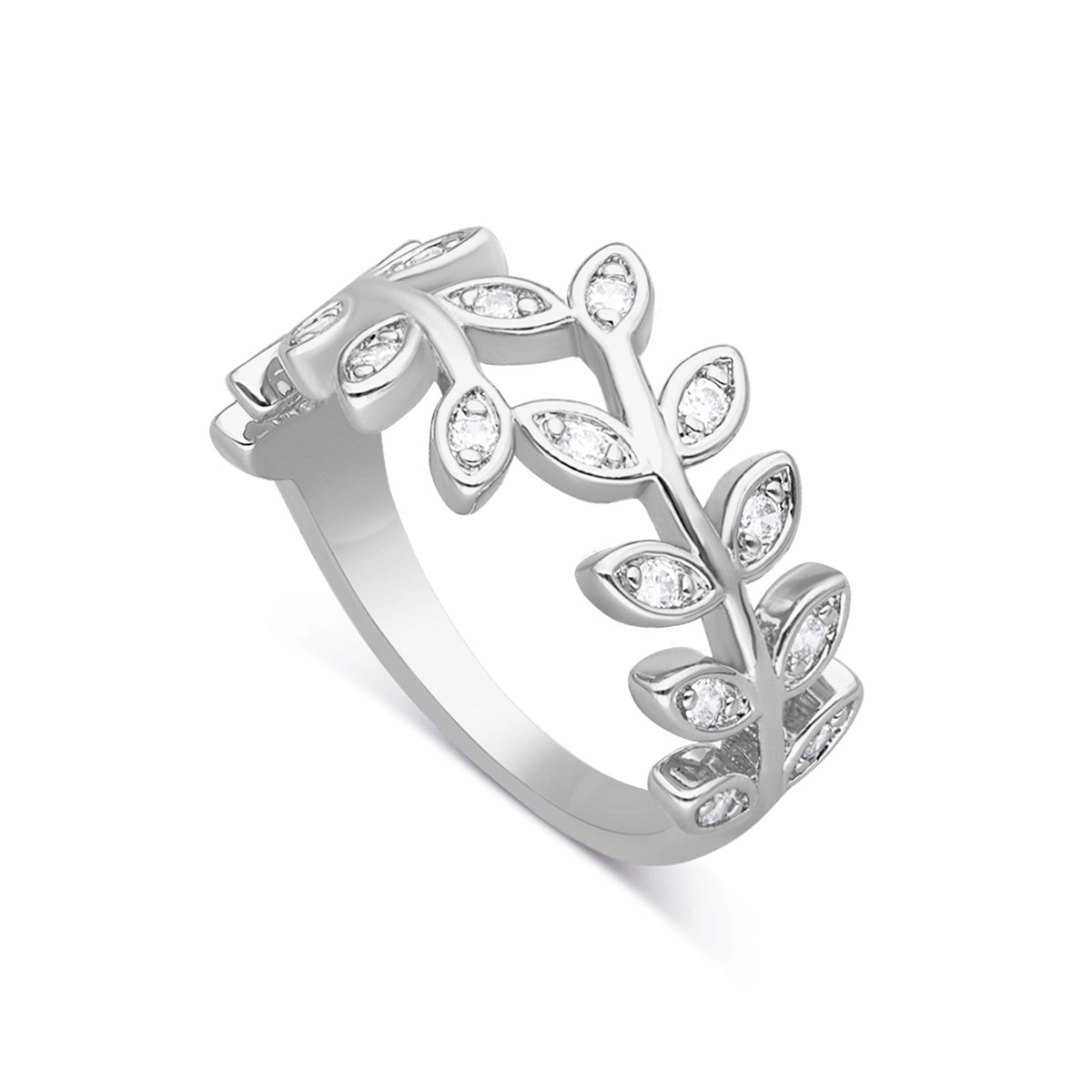 Bague Argentée Floral Sertie