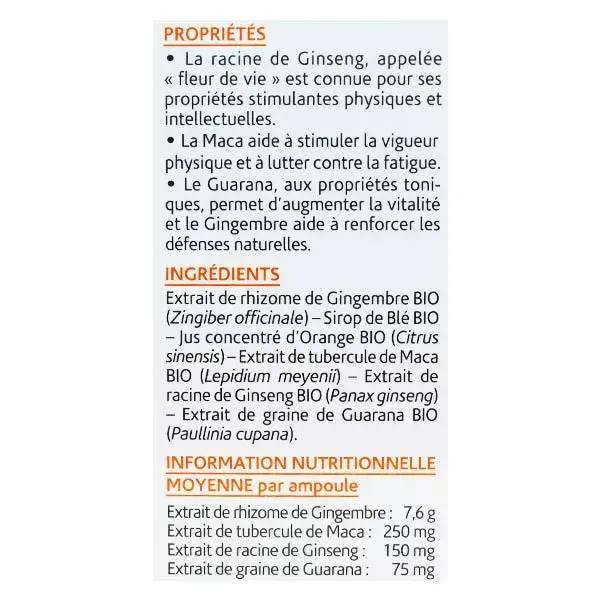Arkopharma Arkofluides Stimulant Physique Bio 20 ampoules