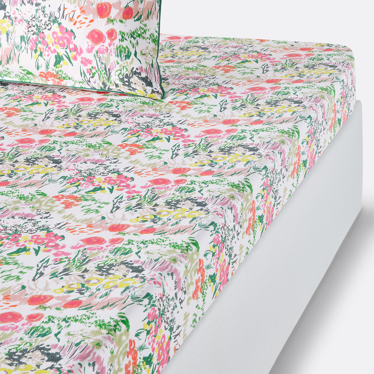 LA REDOUTE INTERIEURS<br>Lençol de algodão percal com elástico, Colored Field