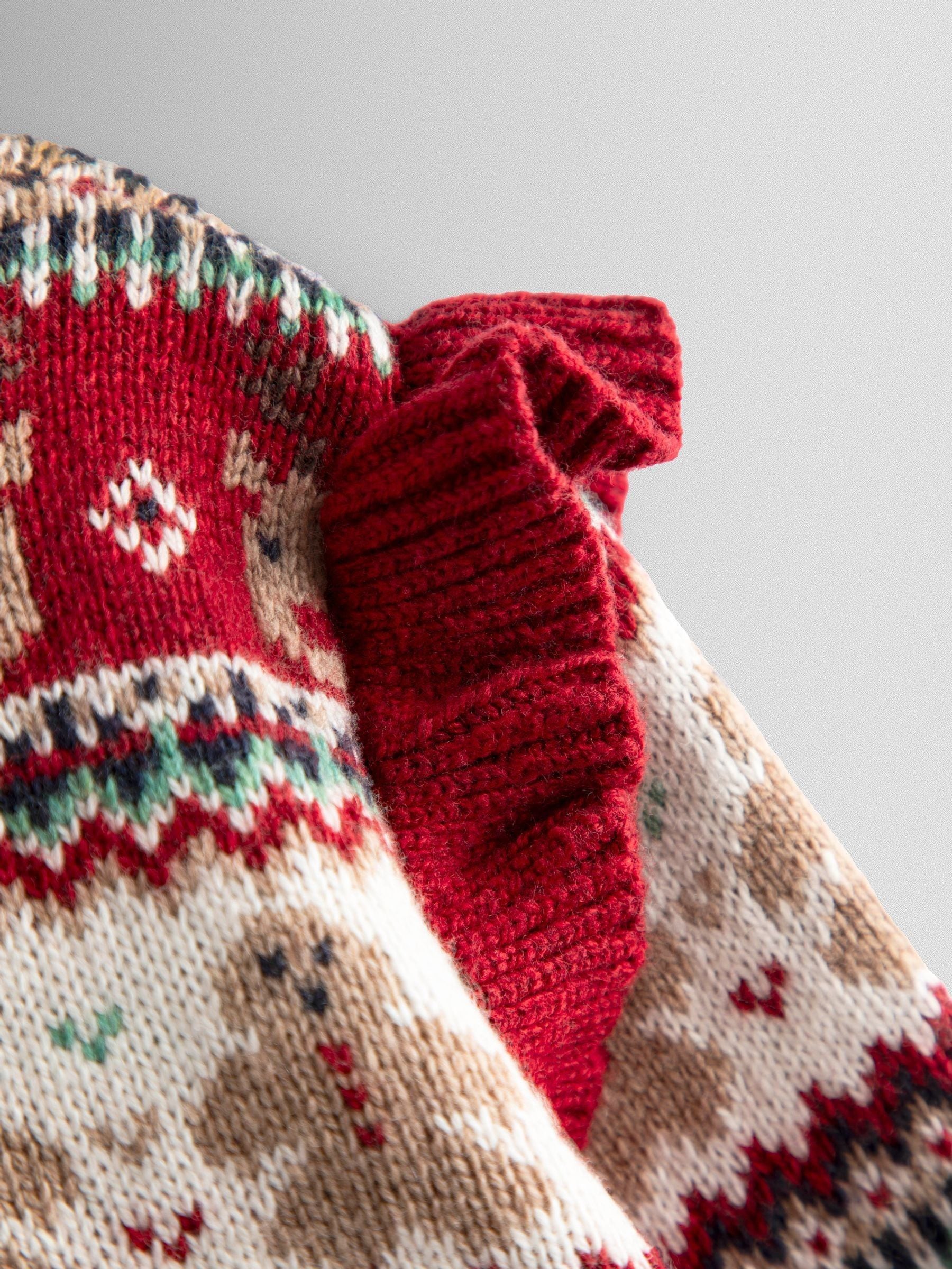 JoJo Maman Bébé Kerstmis rucheschouder fairisle Vest