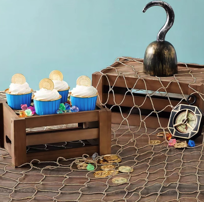 (2er Set) 200x100cm Fischernetz Wand Dekoration Maritim Party Raumdeko - Beige