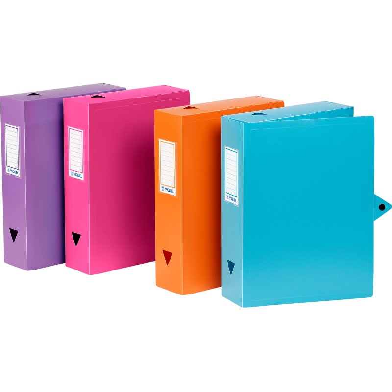 Boîte de classement plastique  Essentiel Recycle Viquel dos 8 cm couleurs tendance