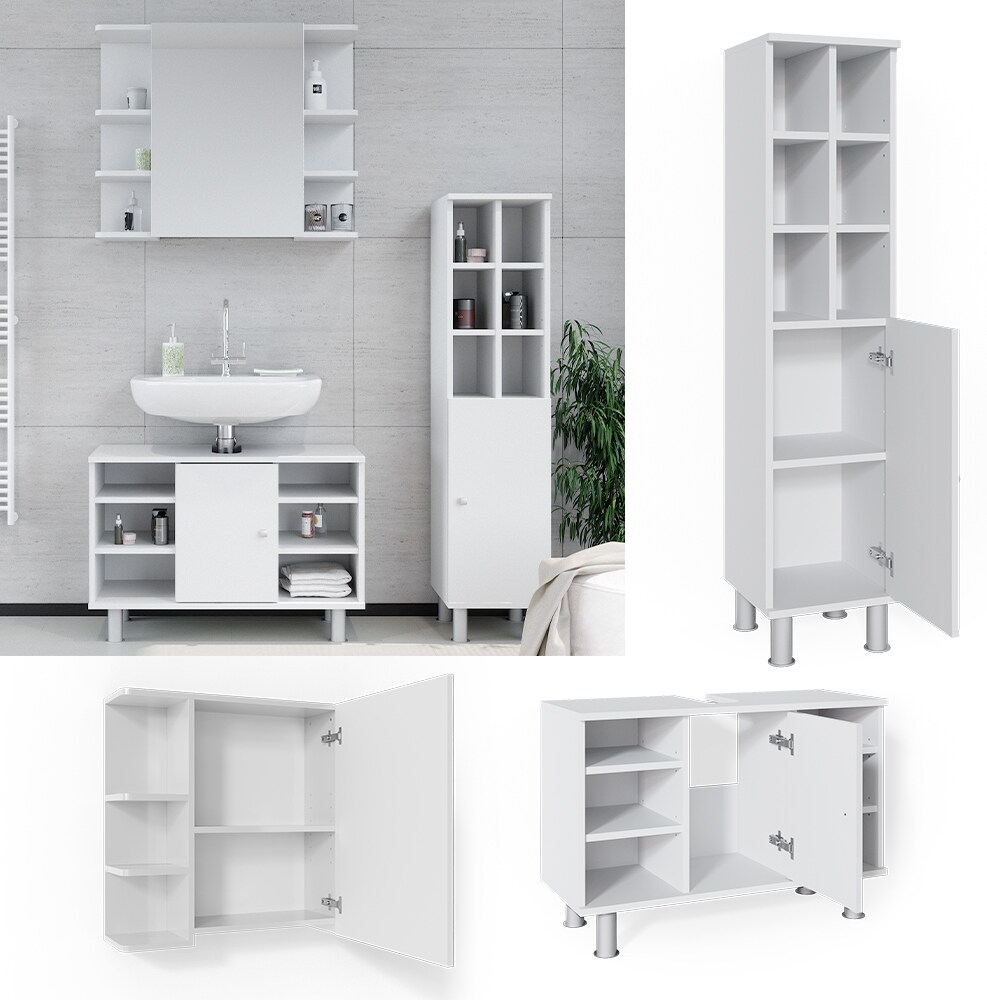 Vicco Badmöbel Set Fynn Spiegelschrank Waschbeckenunterschrank Hochschrank Bad