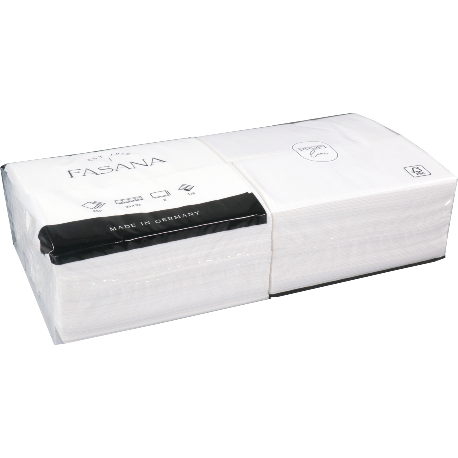 Servet, 1/8 vouw, 2-laags, 33x33cm, cellulose, wit