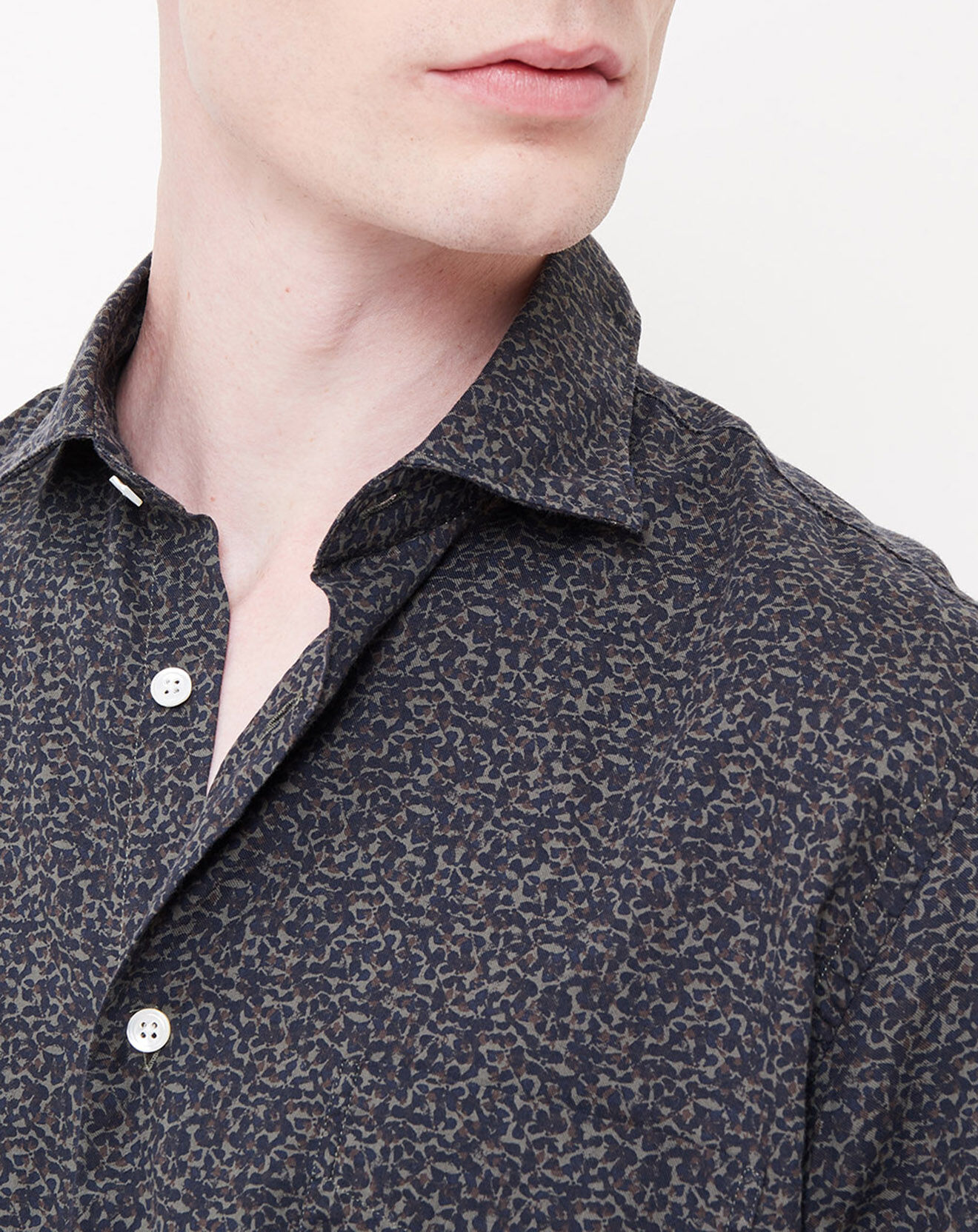 Hartford Chemise Regular Penn imprimée vert/marine