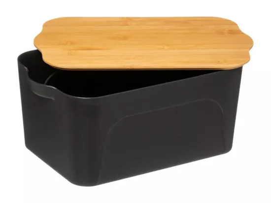 Boîte rangement plastique et bambou - Noir - 6,5 L