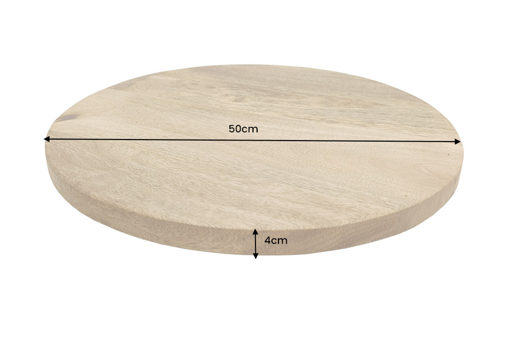 Runder Drehteller MAKASSAR 50cm natur Mangoholz massiv handmade