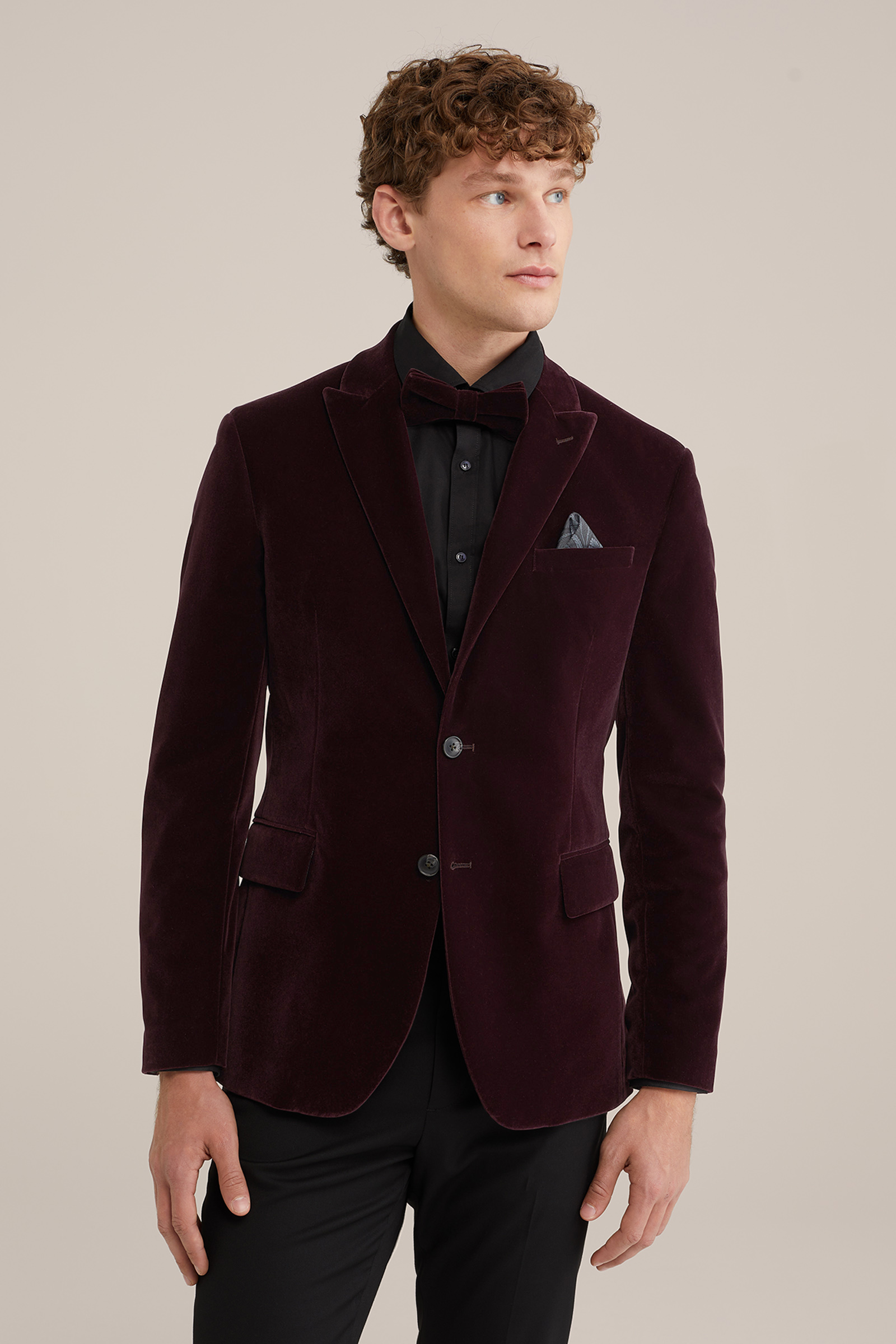 slim fit blazer van velvet WE Fashion Bordeauxrood