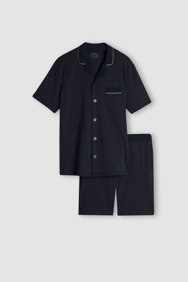 Pijama curto aberto em algodão Supima