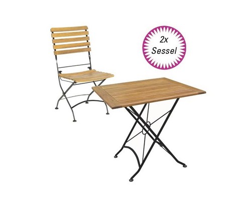 Lindau houten tuinmeubelset, 3-delig, naturel, opvouwbaar