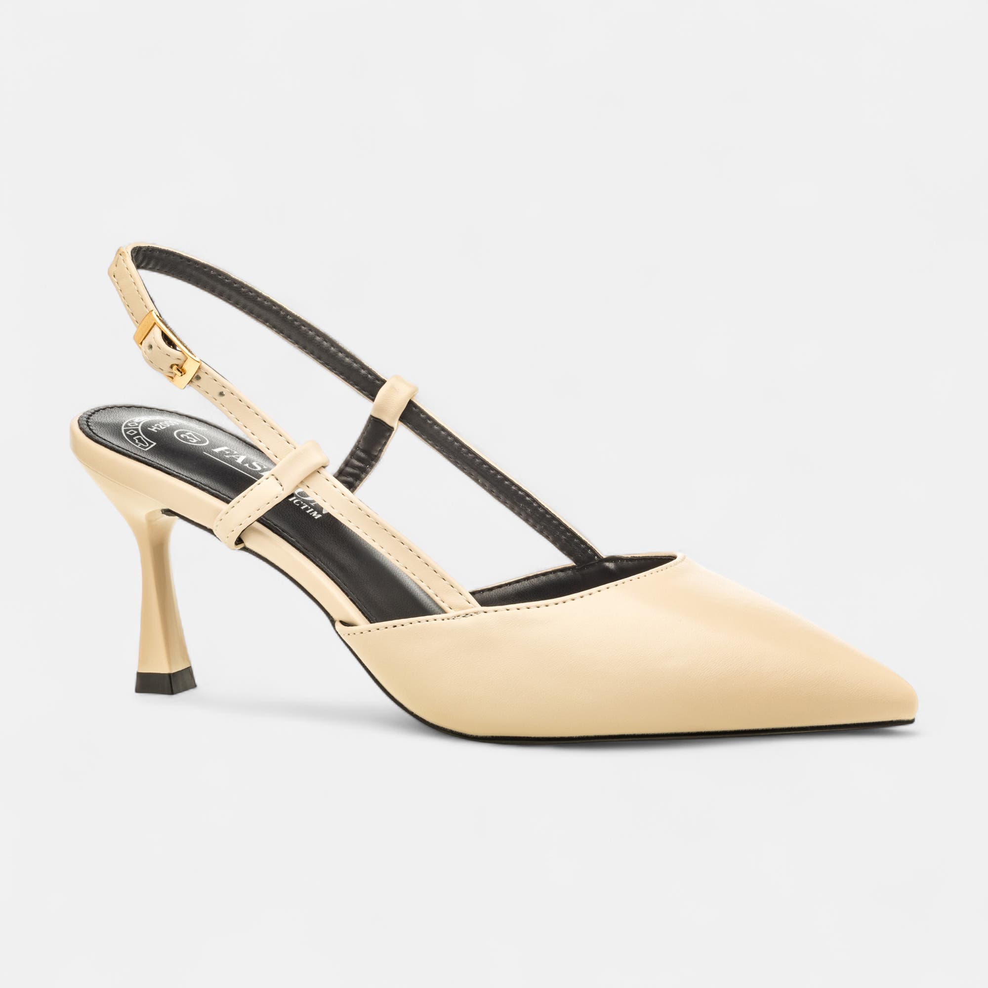 Escarpins avec bride arrière à talon Femme beige