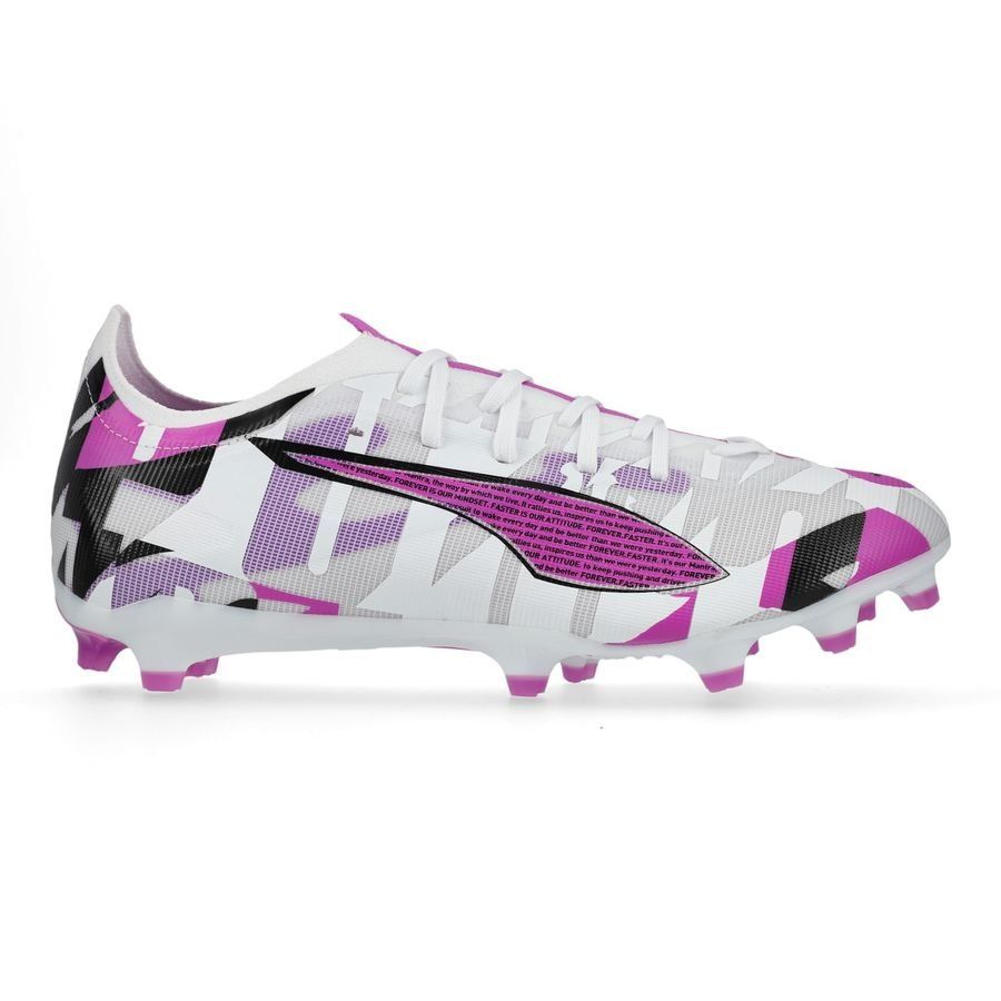 PUMA Ultra 5 Match FG/AG Forever - Blanc/Pure Magenta/Gris/Noir ÉDITION LIMITÉE
