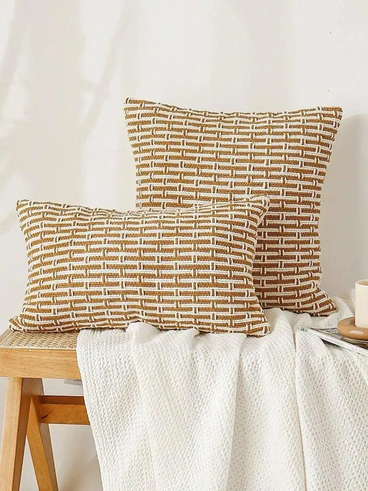 Modern Handmade Woven Cushion Cover | Geometric Pattern Pillowcase | For Bed Sofa Couch Living Room