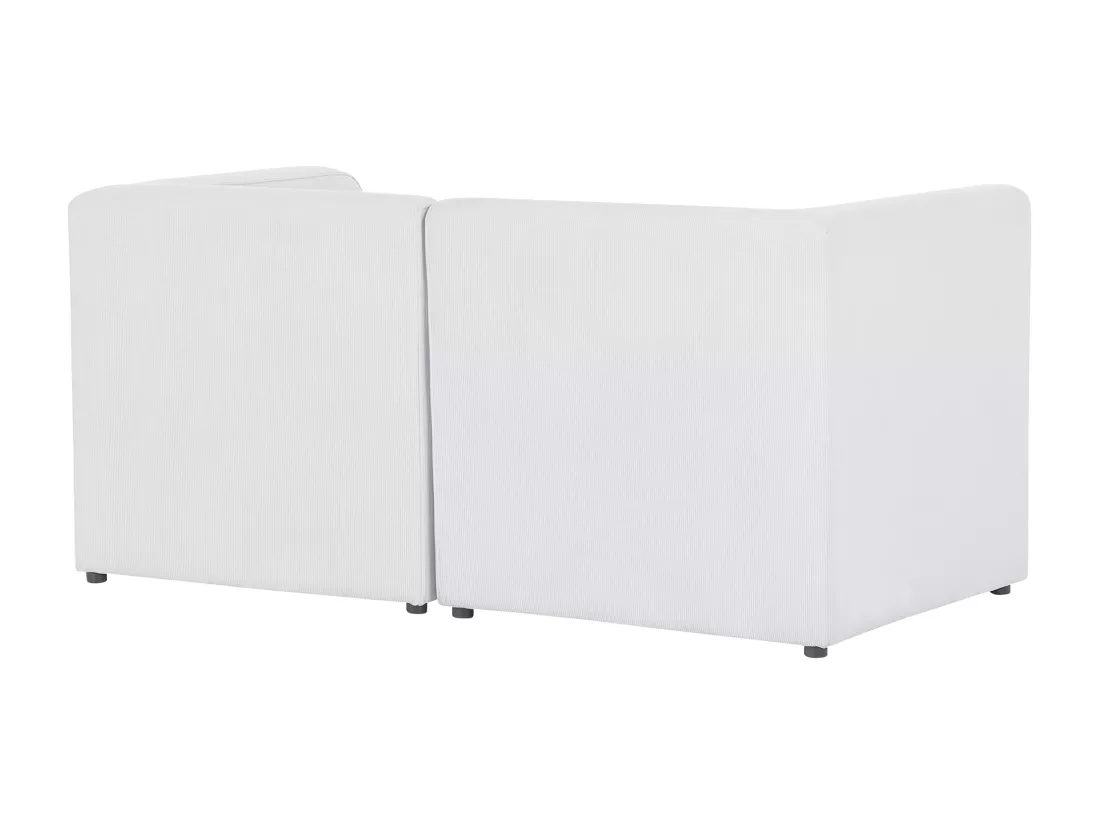 Canapé 2 places modulable en velours côtelé grosses côtes blanc cassé LEMVIG
