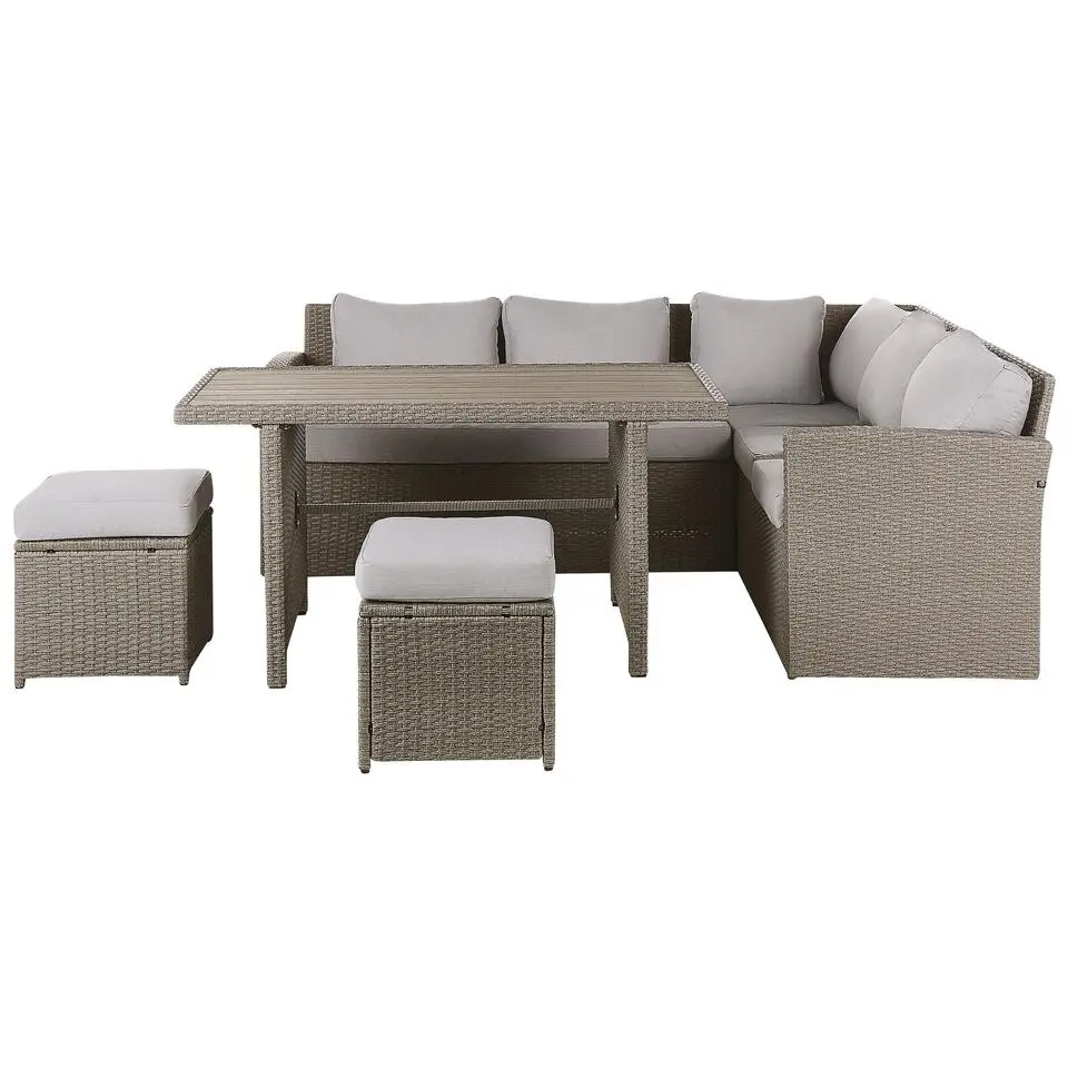 BARDI - Loungeset voor 5 - Natuurlijk - PE rotan