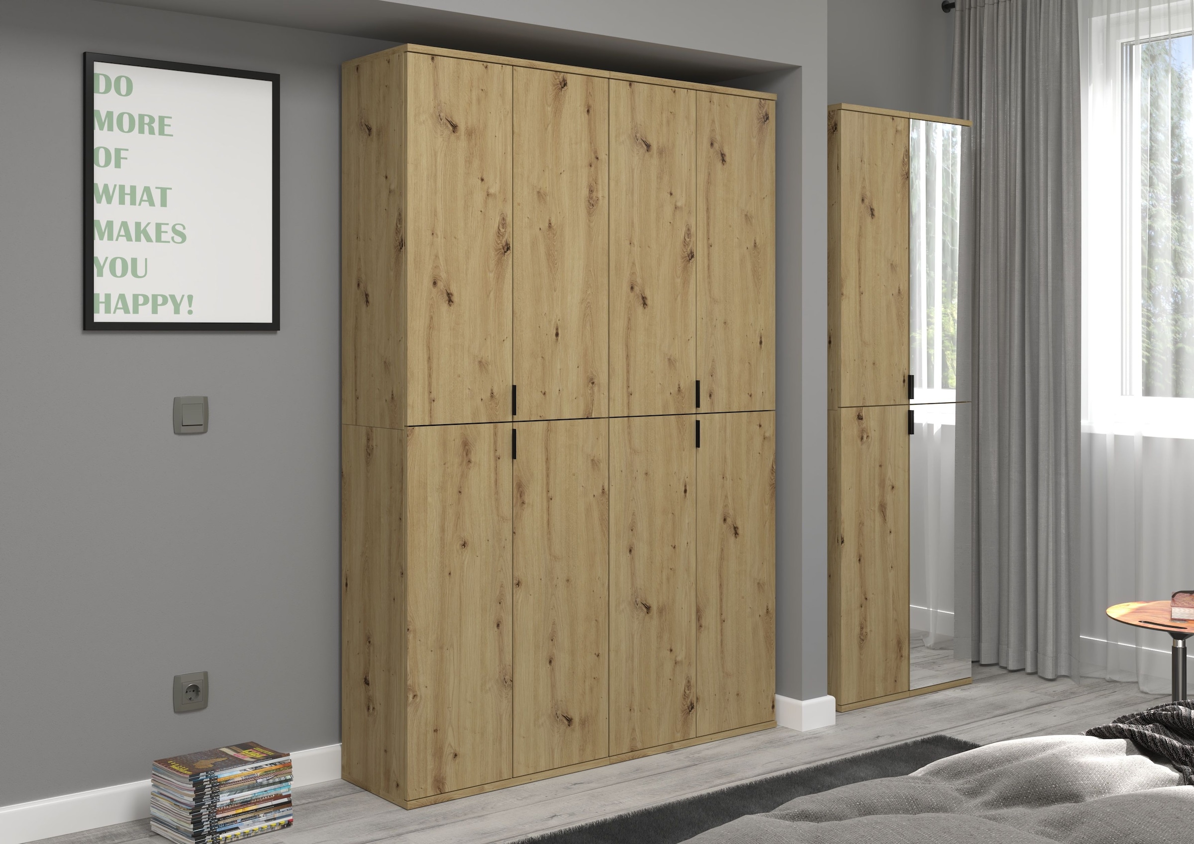 INOSIGN Mehrzweckschrank »Trondheim, Höhe 193 cm, 2 Spiegeltüren, 6 Fächer, 4 Einlegeböden« 1 Kostruktionsboden, Türanschlag wechselbar, Garderobenschrank,Schrank