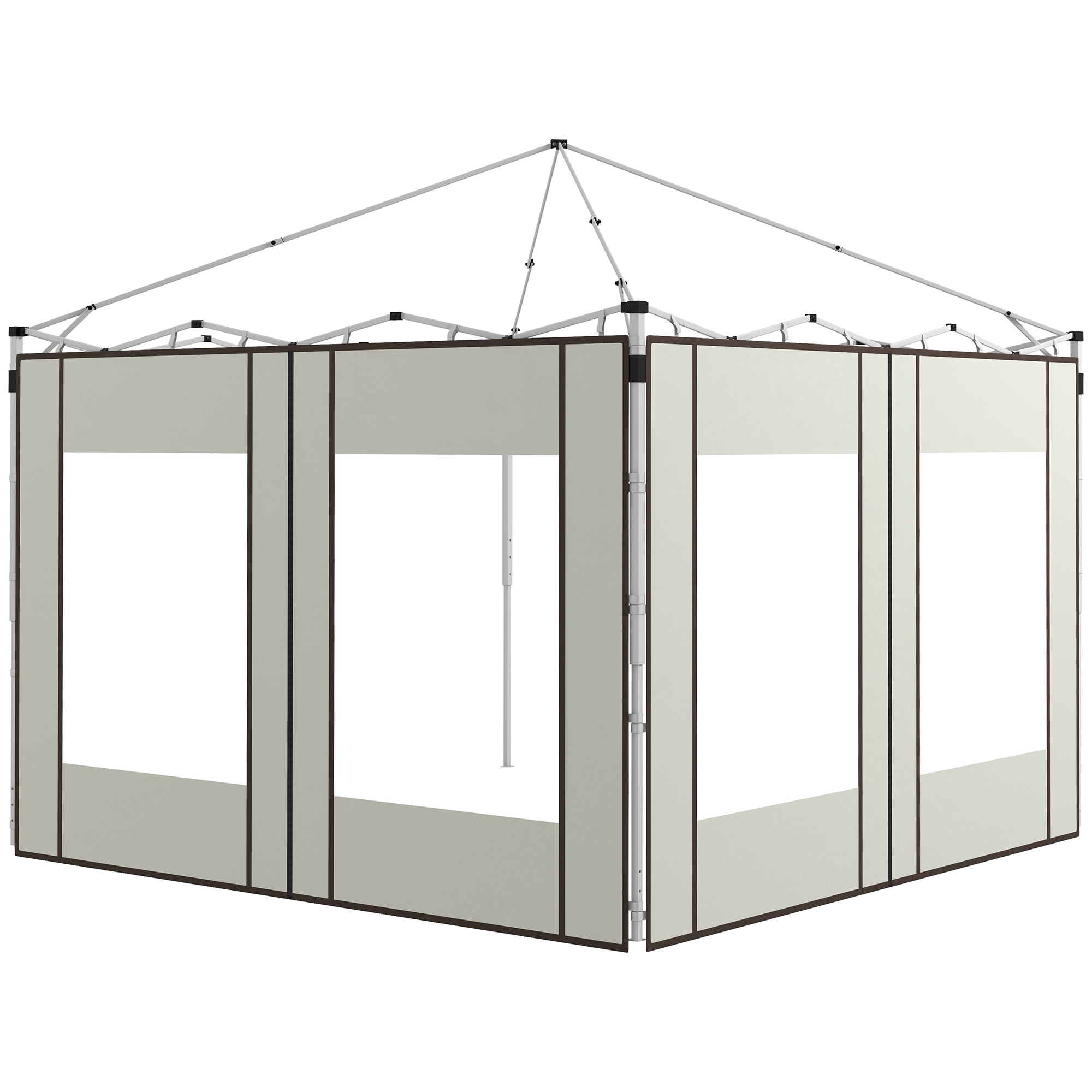Paredes laterais de substituição para tendas Outsunny, com 2 painéis, 295x195 cm, em tecido Oxford, com 2 janelas, para tendas de 6x3 m e 3x3 m, cor creme.