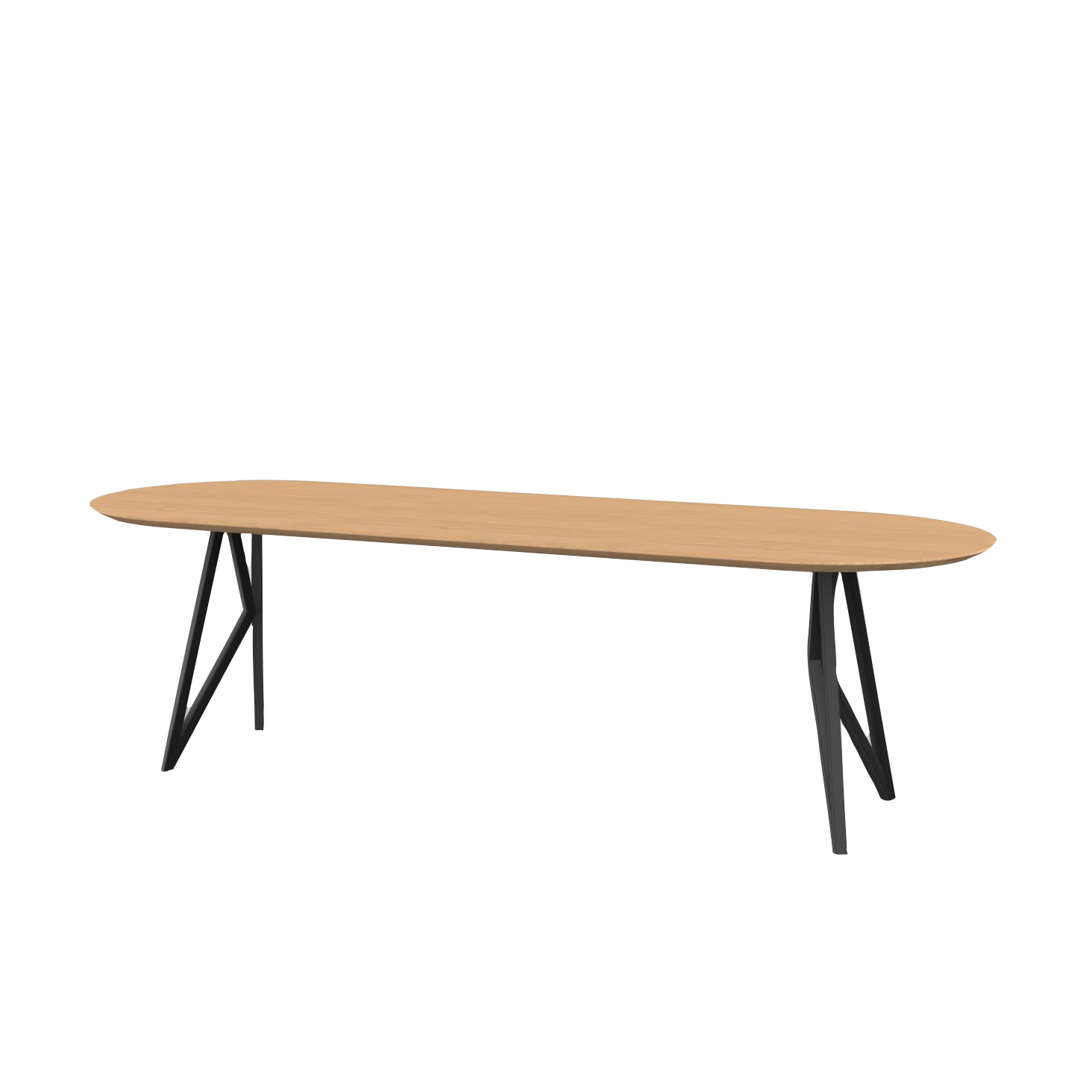 Studio HENK tafel Butterfly Plat ovaal - zwart frame, hardwax light 3041 200 x 90 | HWO NL 3041 | Verjongde Rand | Frame Zwart
