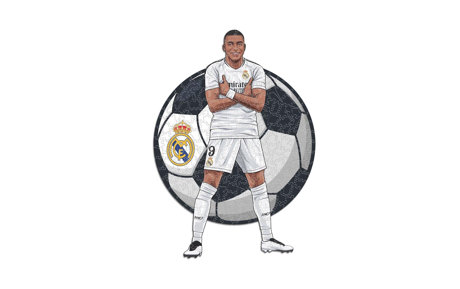 Kylian Mbappé – Real MadridOffiziell lizenziertes Holzpuzzle, Grösse M