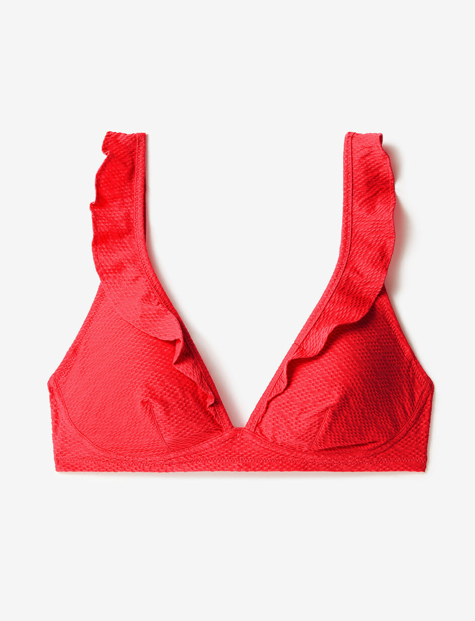 Haut de maillot de bain triangle sans armatures paddé - rose groseille
