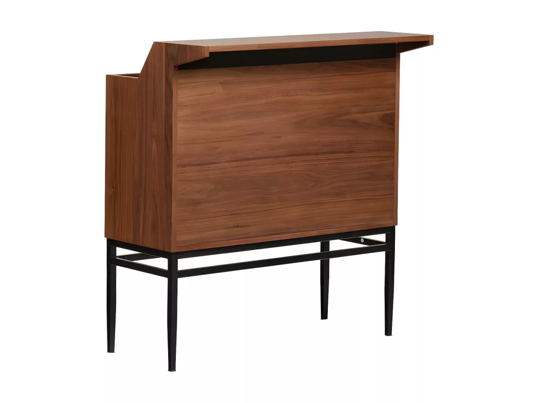 Meuble de bar H. 110 cm placage bois et pieds métal noir - RAMSEY 2083