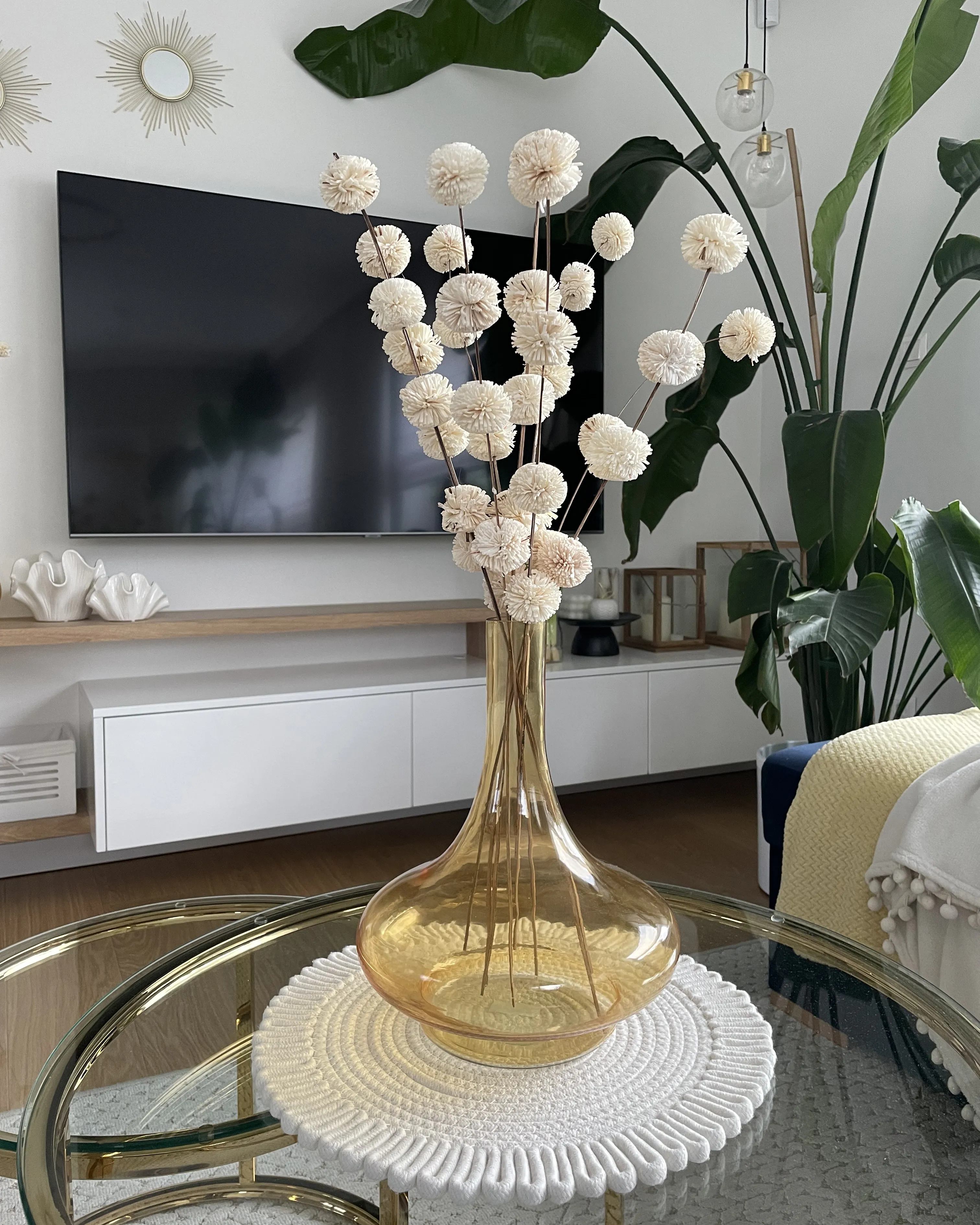 Decoratieve vaas PANEER Glas 30 cm Geel