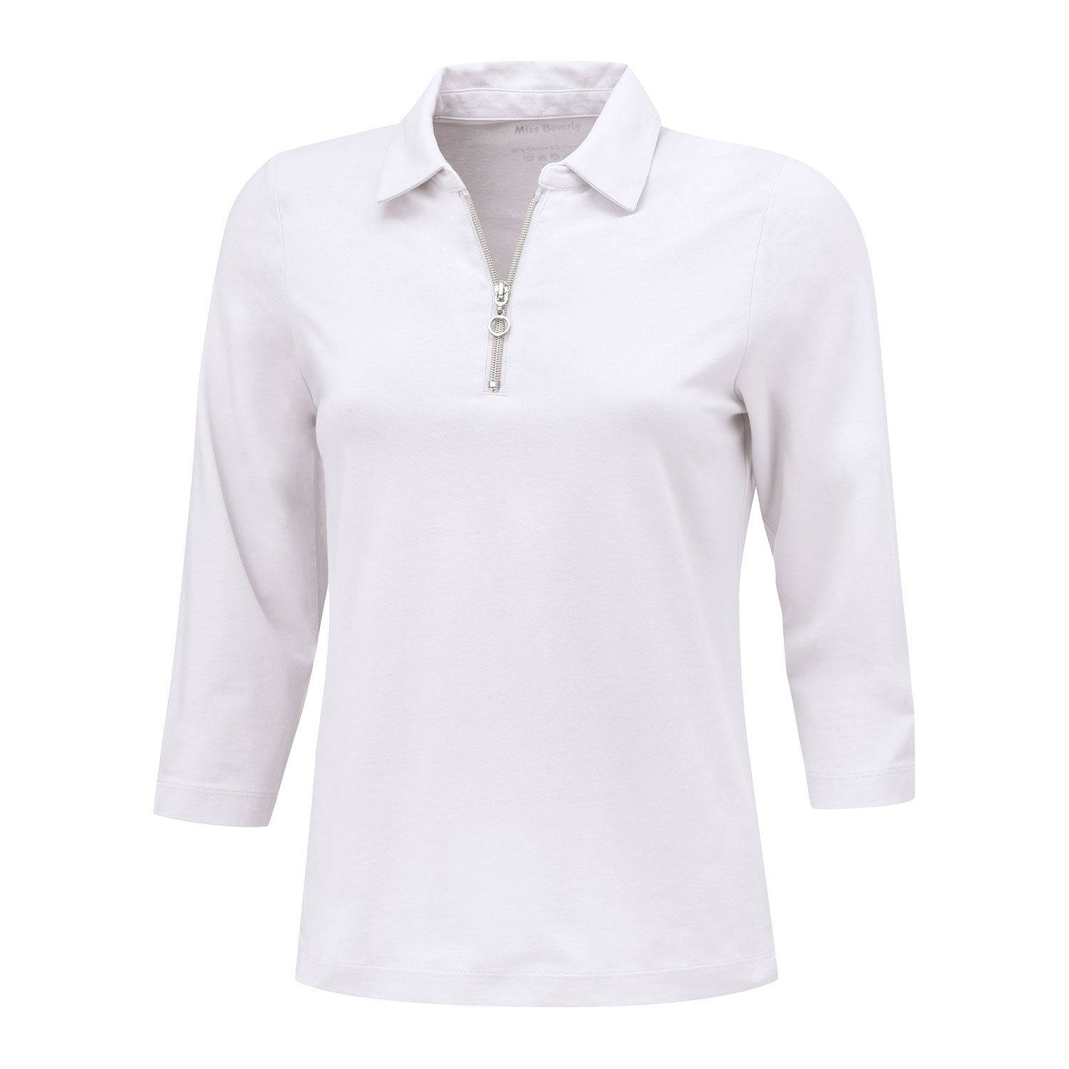 Uni Poloshirt mit Reissverschluss und 3/4 Ärmeln