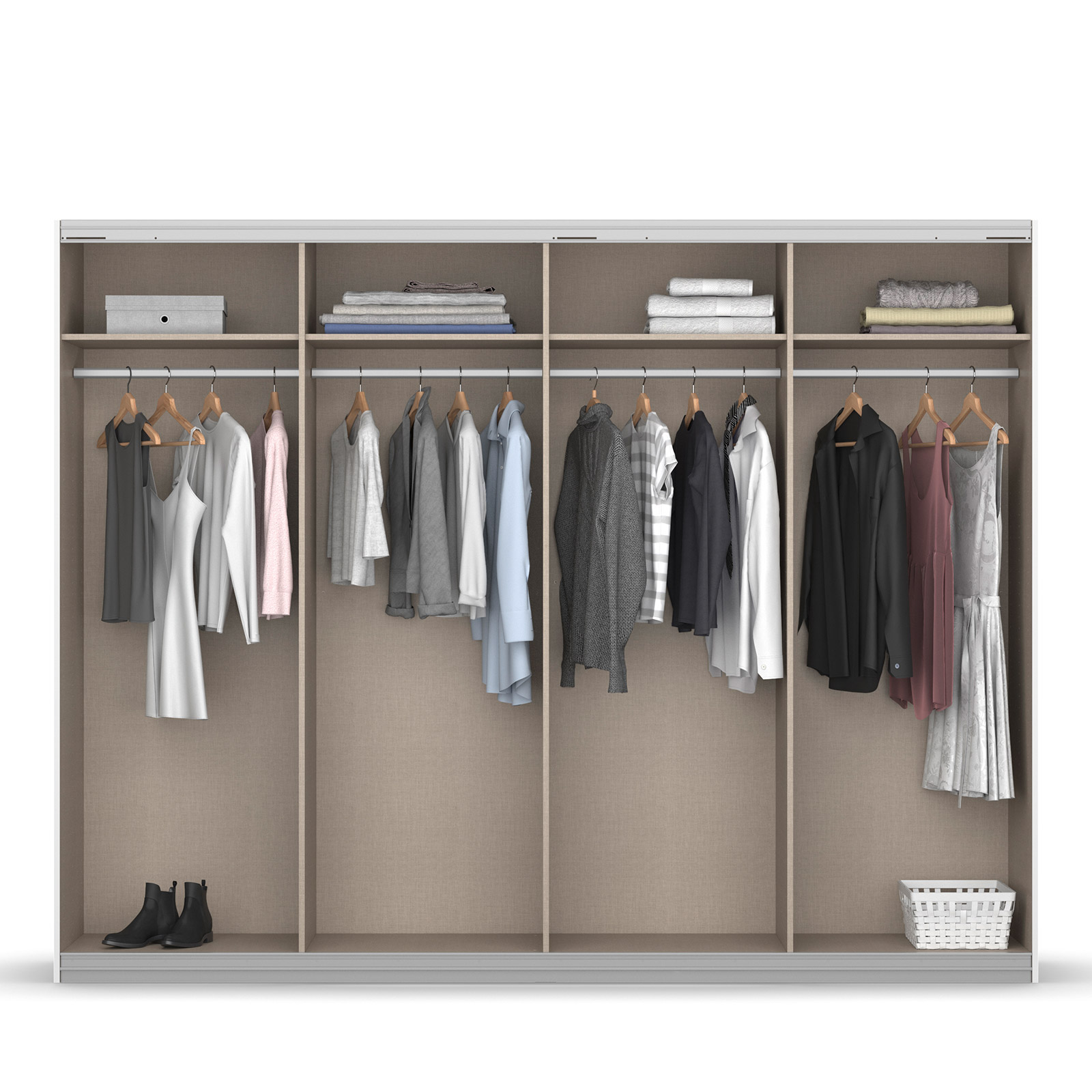 Schwebetürenschrank - weiß Hochglanz - 271 cm