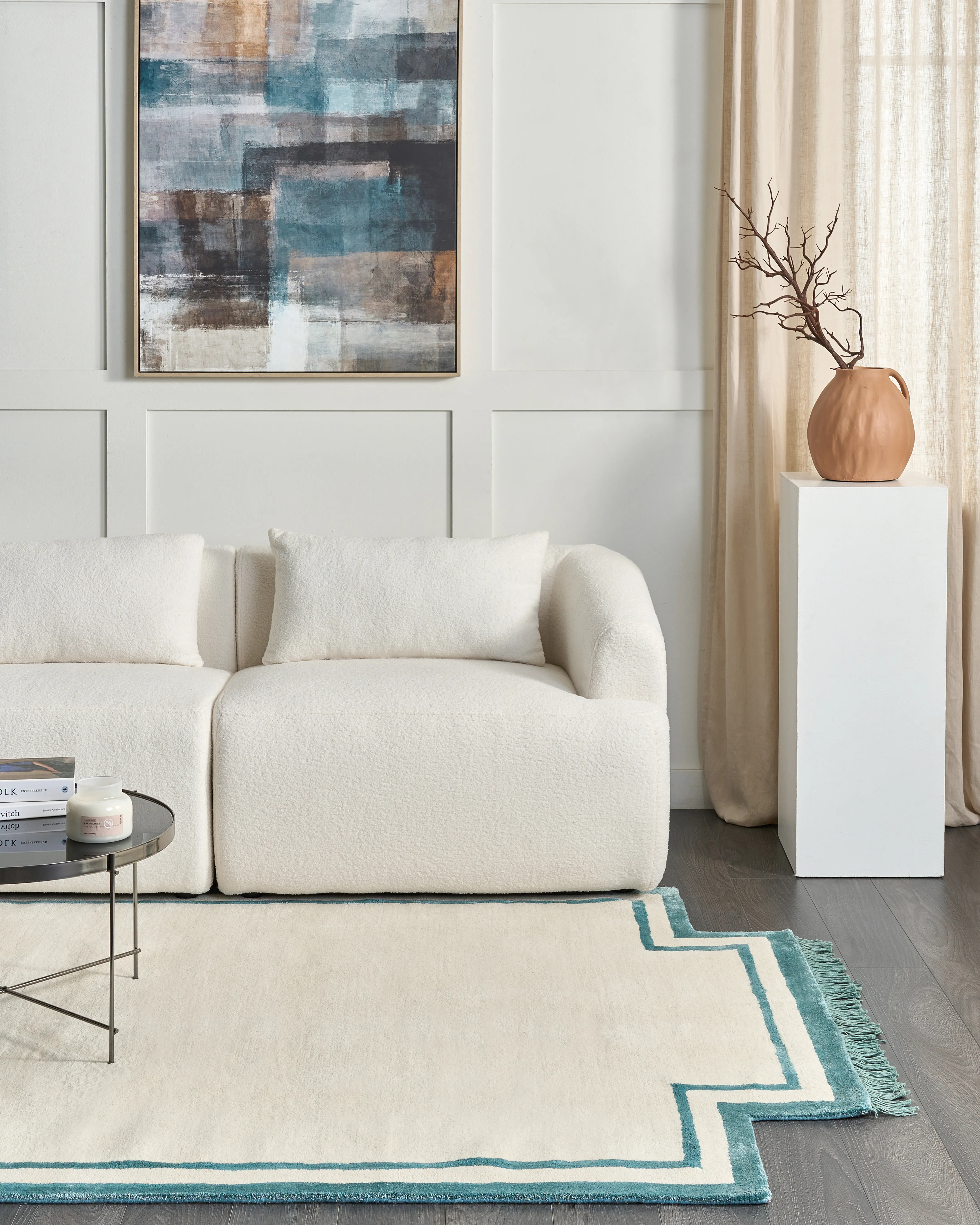 Vloerkleed BERWARI Lichtbeige 160 x 230 cm Viscose