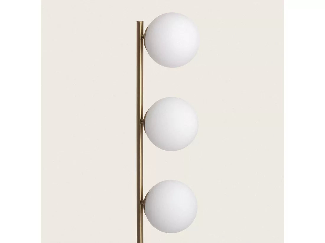 Lampadaire Métal et Verre Moonlight Brass 3 Spots Doré