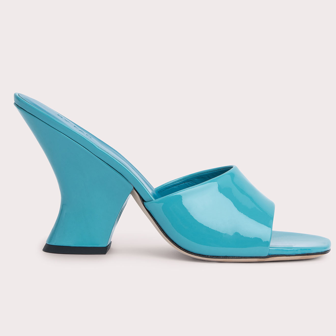 By Far Mules en Cuir verni Tais bleues - Talon 11 cm