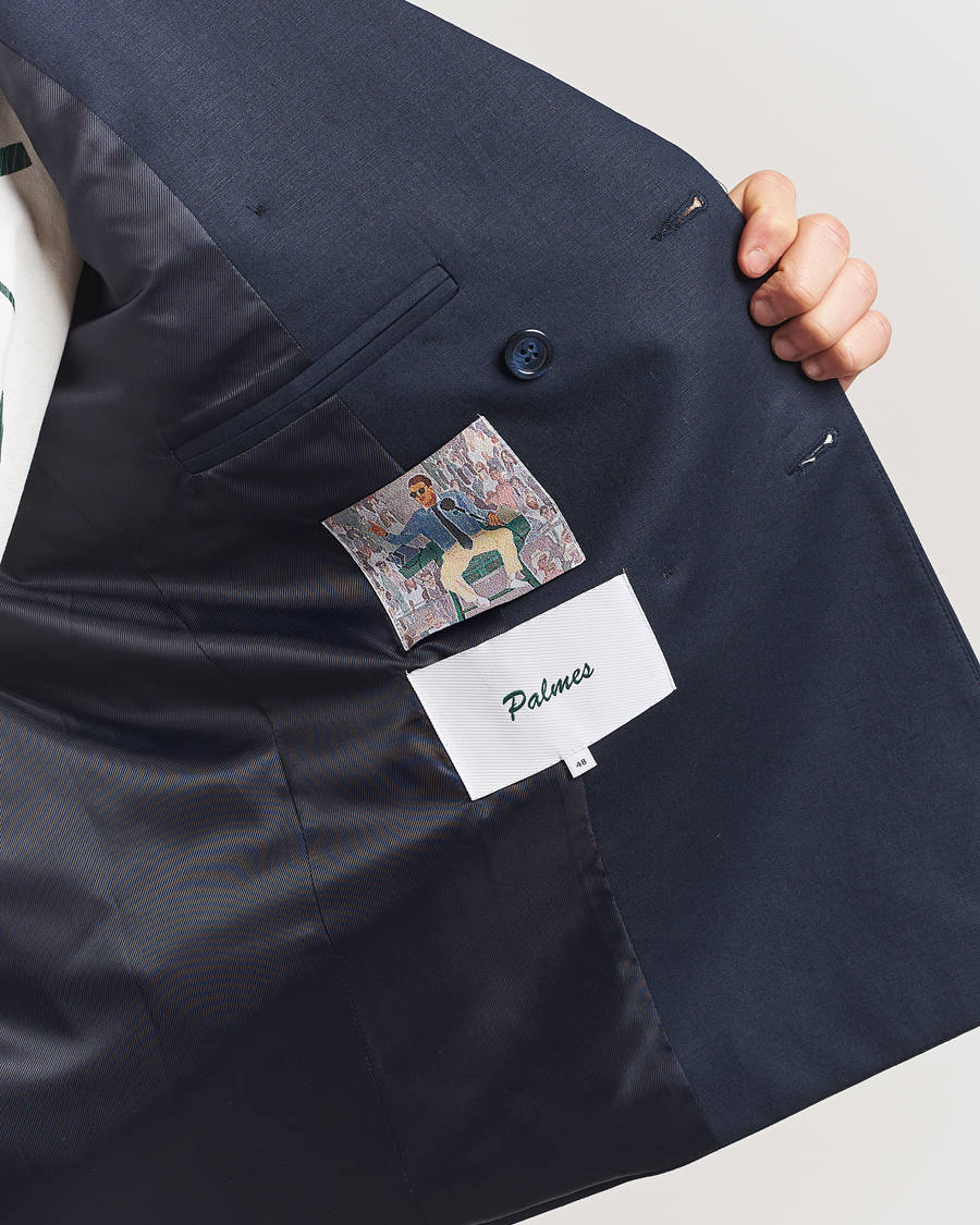 Palmes Double Breasted Linen Sport Coat Navy