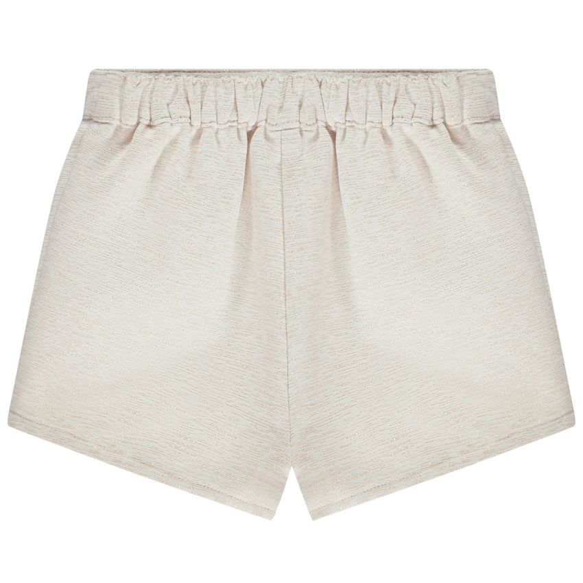 Short taille haute en jacquard et lurex pour bébé fille - Ecru