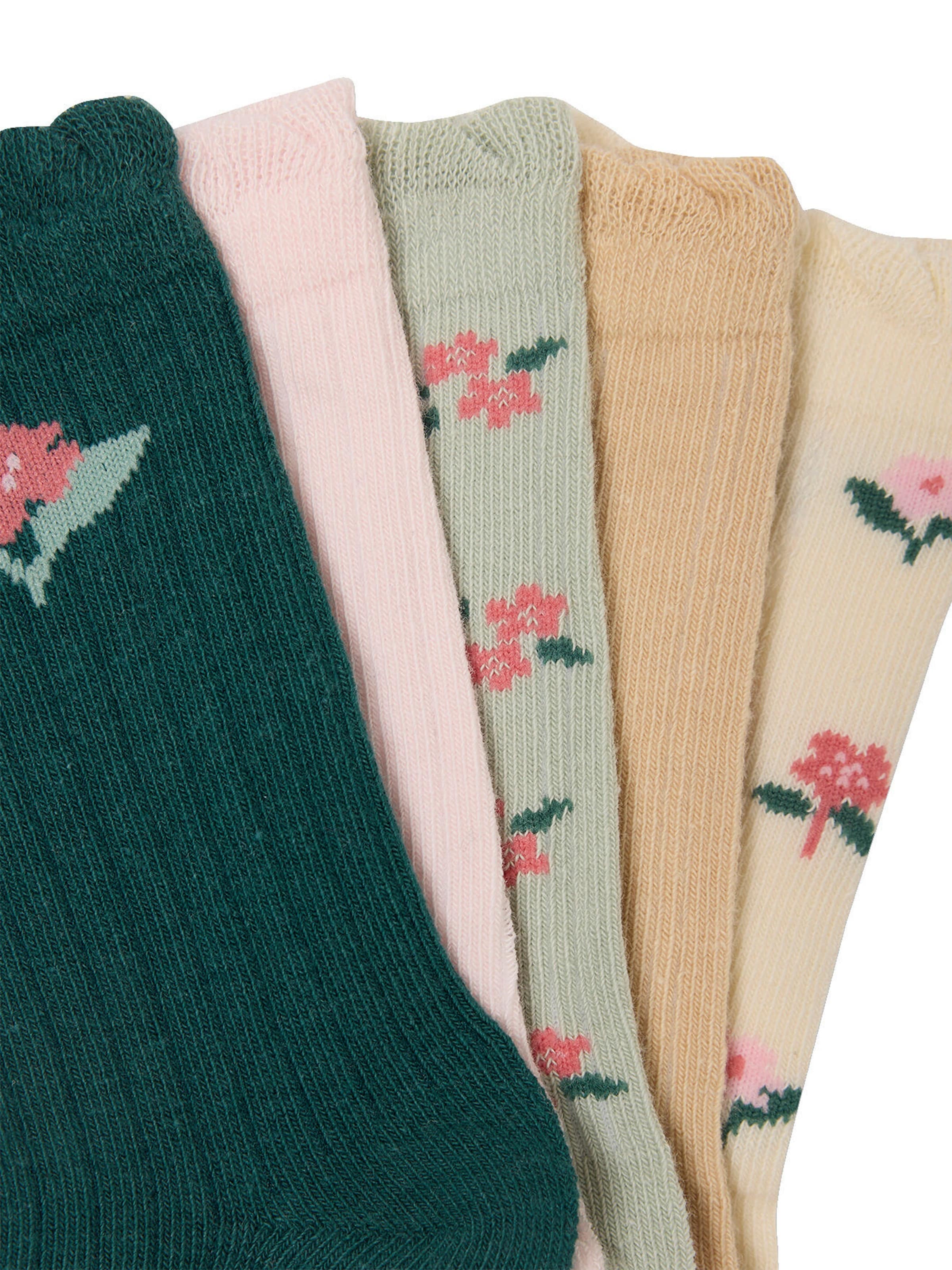 Vertbaudet 5er-Pack Mädchen Socken mit Blumen wollweiß