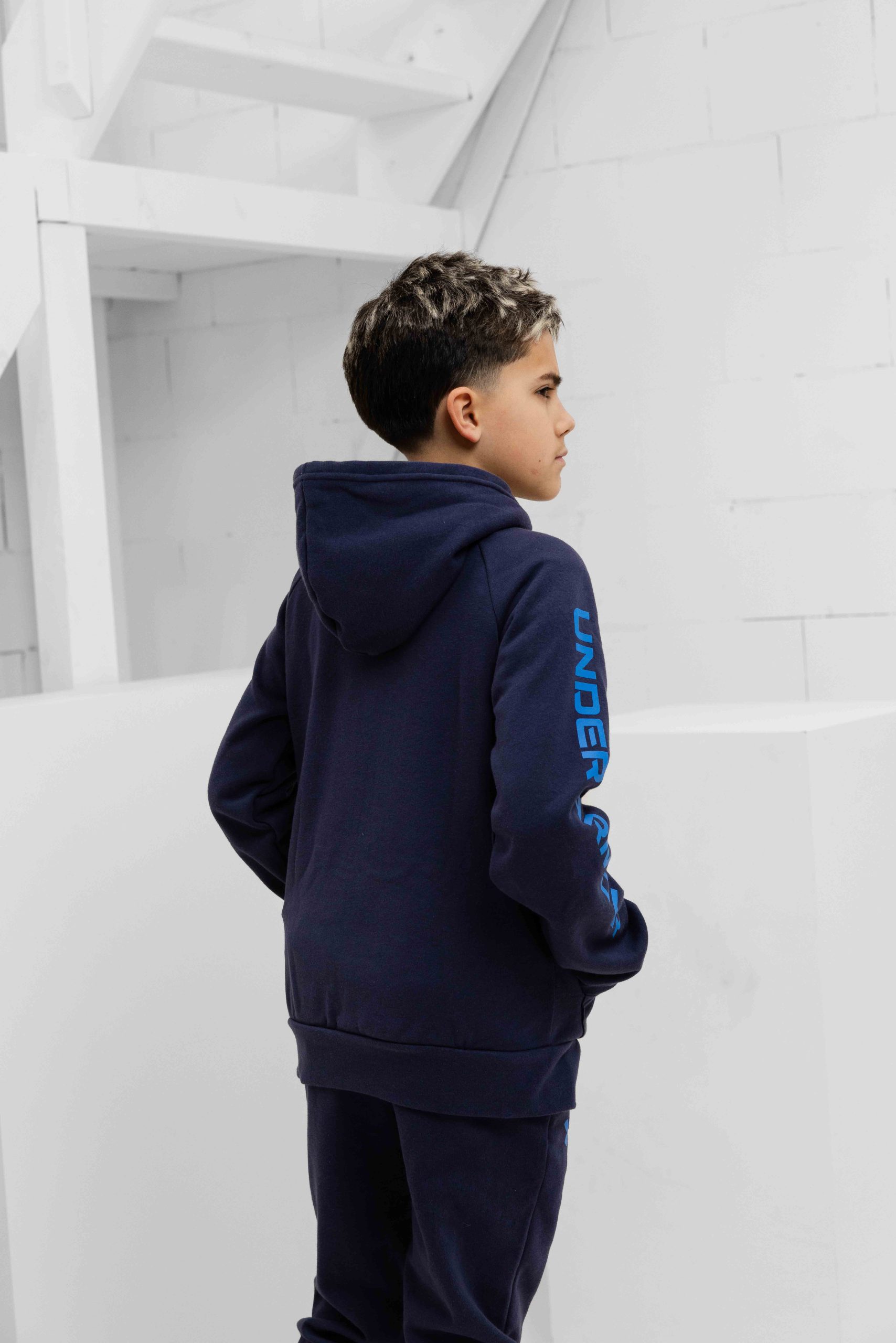 Under Armour Rival Fleece Trainingspak Kids Donkerblauw