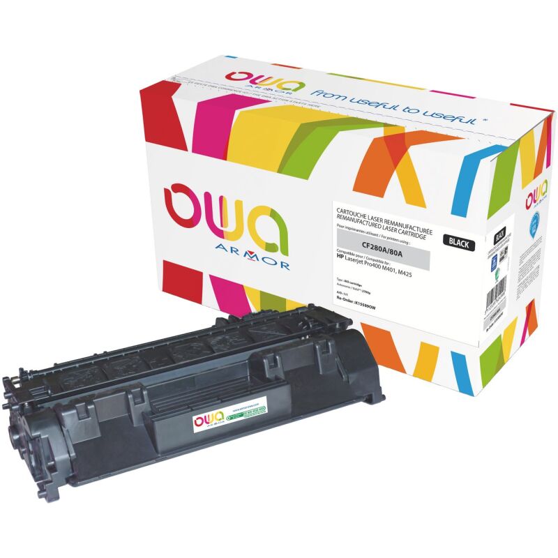 Toner Owa compatible HP 80A-CF280A noir pour imprimante laser