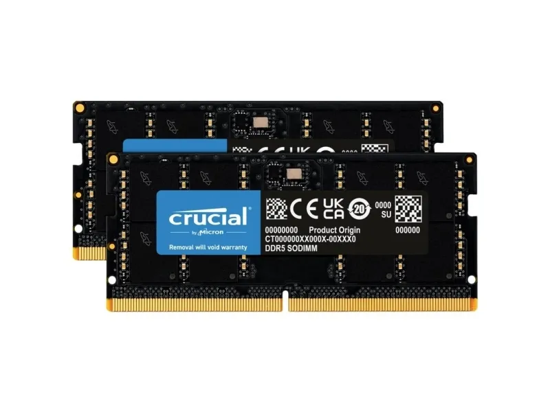 Crucial - DDR5 - sæt - 96 GB: 2 x 48 GB - SO DIMM 262-PIN - 5600 MHz / PC5-44800 - CL46 - 1.1 V - on-die ECC - sort