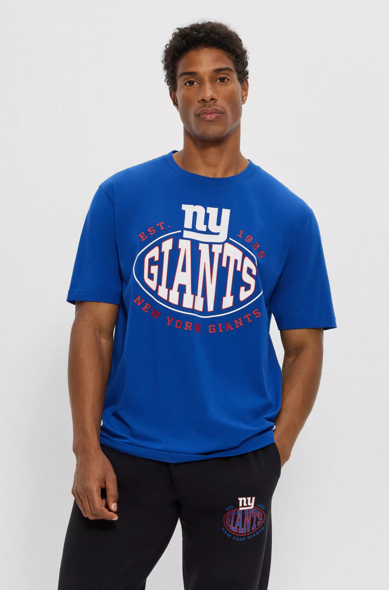Camiseta BOSS Orange-BOSS x NFL em algodão stretch com estampa da colaboração.