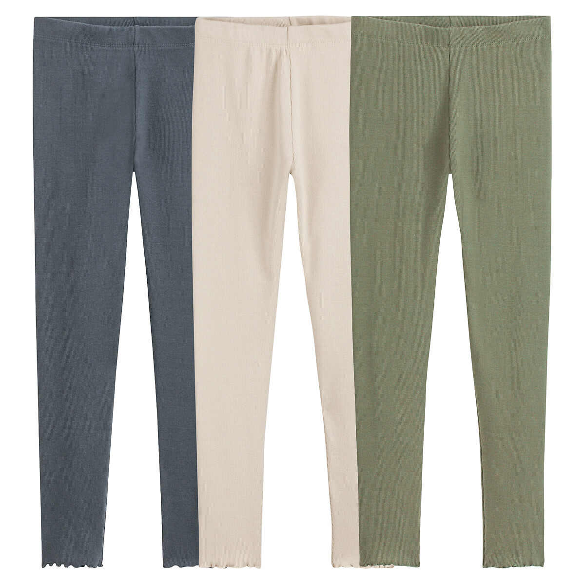 COLEÇÃO LA REDOUTE<br>Conjunto de 3 leggings caneladas