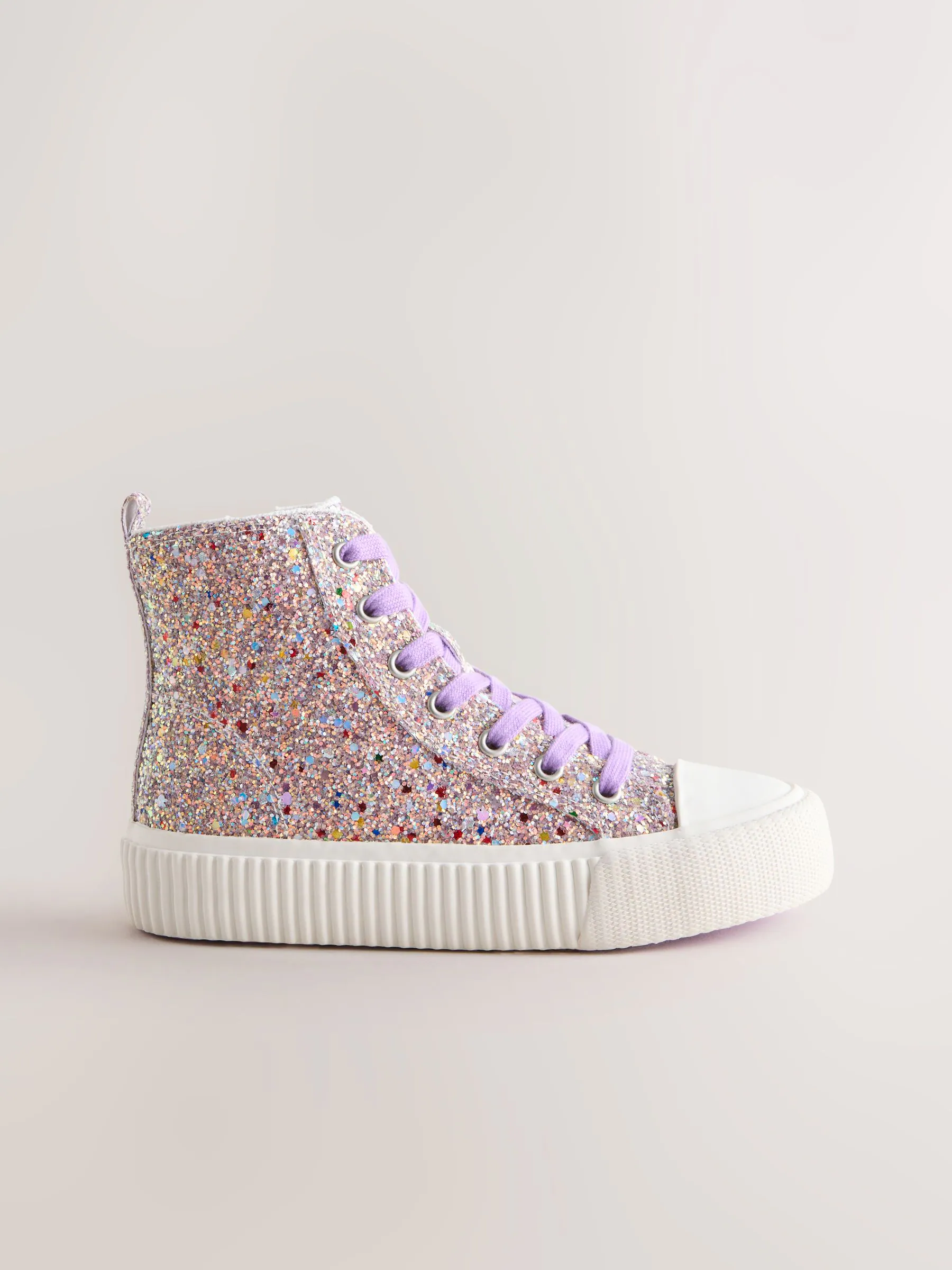Meerkleurige glitter - Hoge sneakers met veters