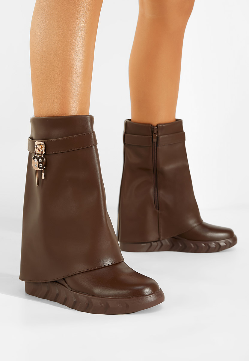 Bottes compensée femme bruns Serena