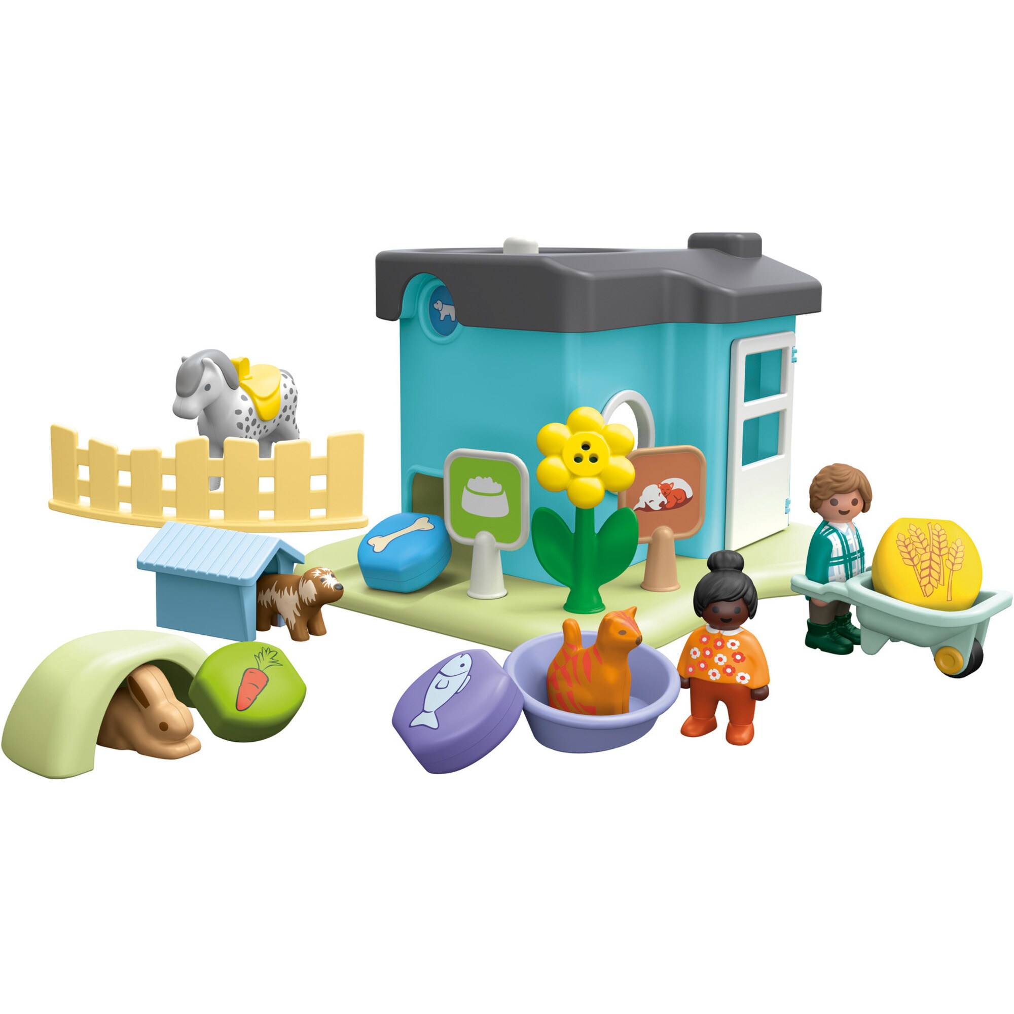 PLAYMOBIL Konstruktionsspielzeug Junior: Tierpension mit Futterspender