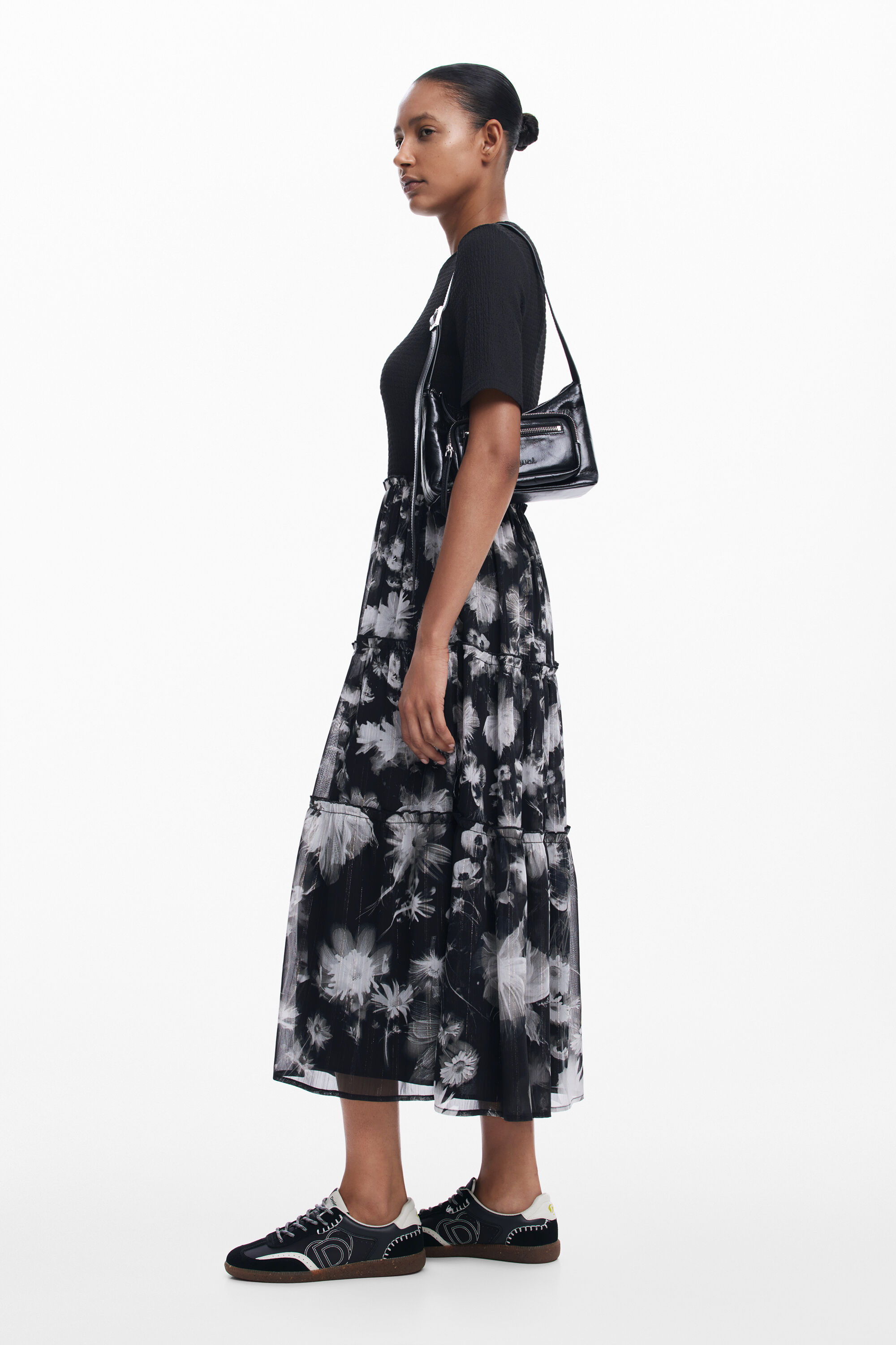 Vestido midi combinado