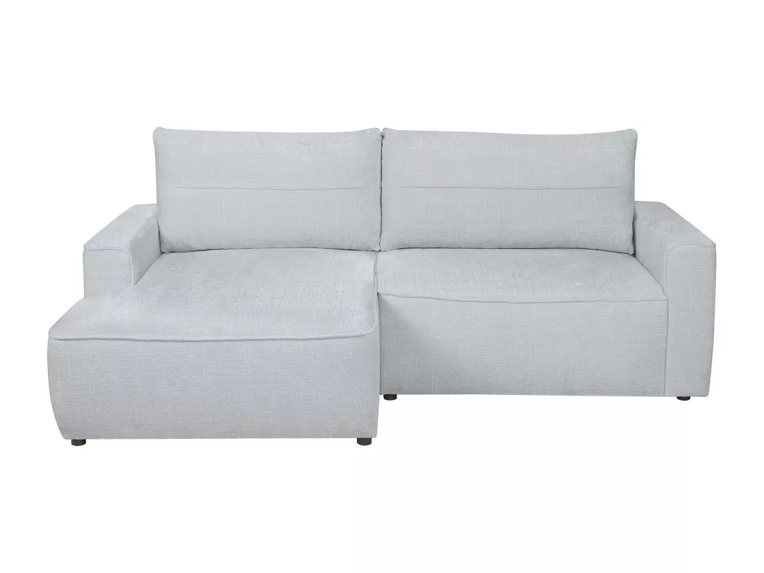 Canapé d'angle gauche convertible en tissu texturé gris VESATO