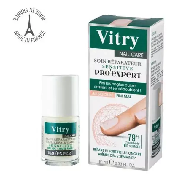 Tratamento Reparador para Unhas Sensíveis Vitry Nail Care Pro Expert com Acabamento Fosco 10ml