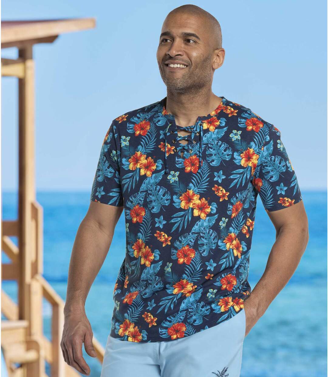 Tee-shirt Col Lacé Polynésie