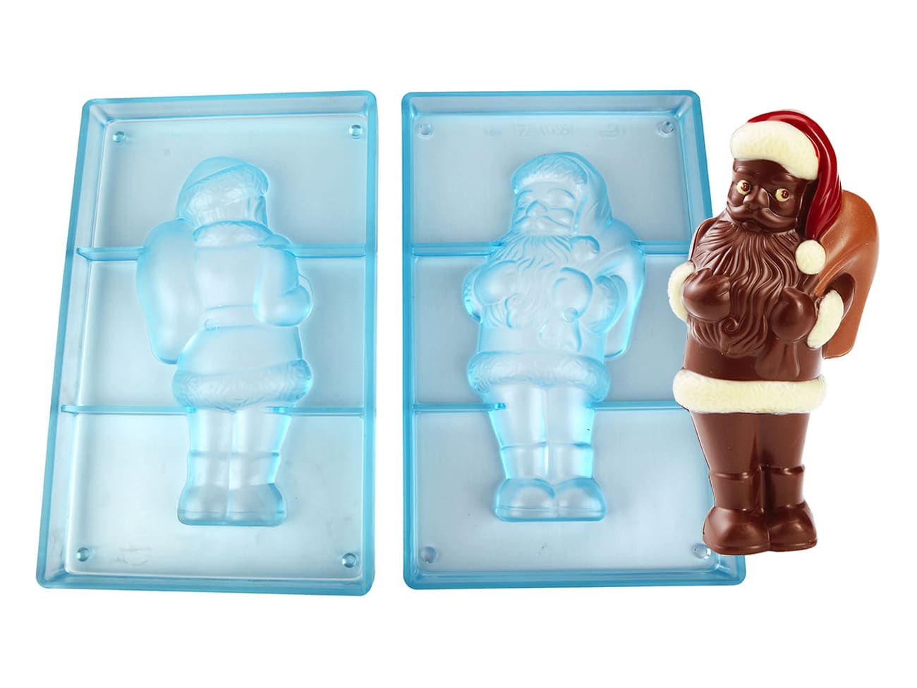 Moule chocolat double - Père Noël portant sa hotte