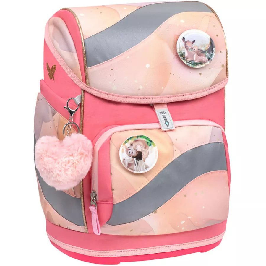 Belmil Schulranzen Smarty Schulranzen Set 6-teilig mit Brustgurt, Hüftgurt Marble