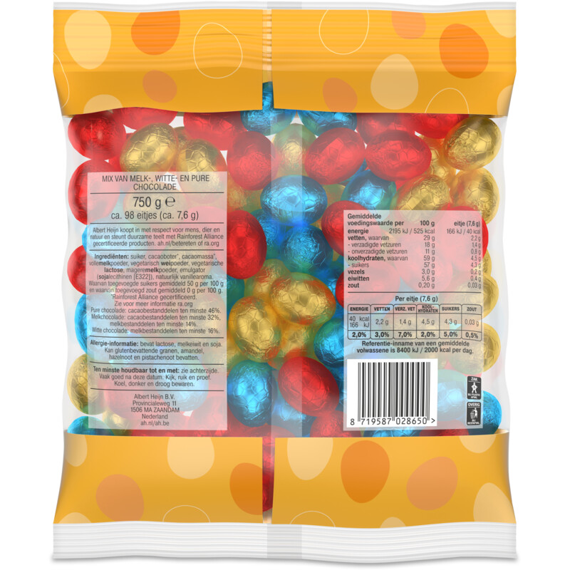 AH Chocolade eitjes assorti melk-wit-puur