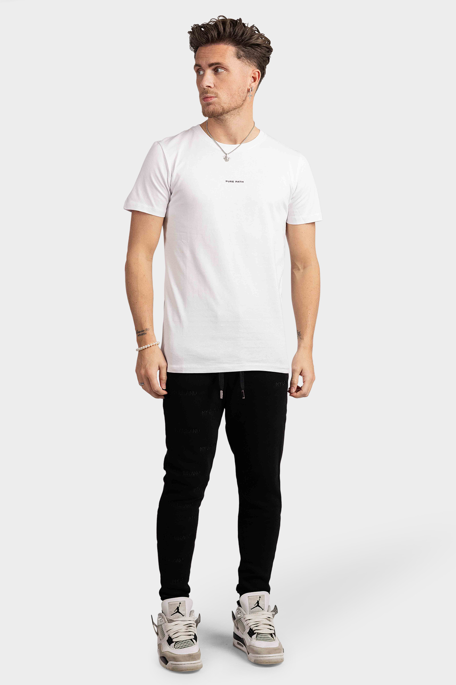 My Brand All Over Embroidery Trainingsbroek Heren Zwart